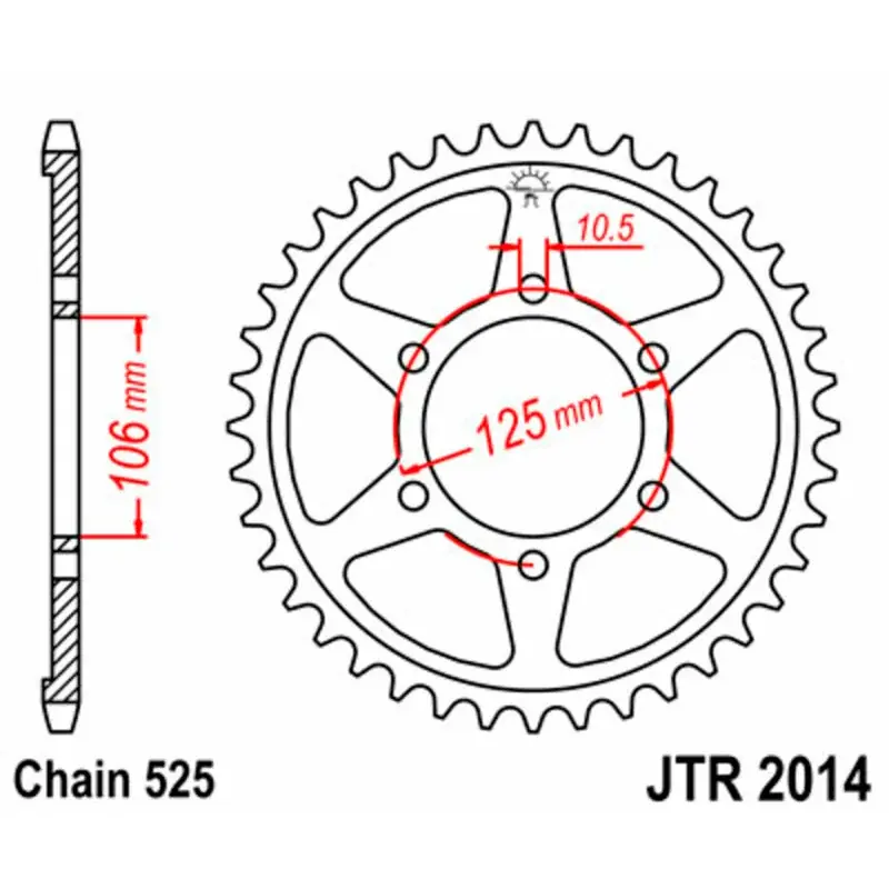 Preisreduziert Corona JT SPROCKETS acero NEGRO estándar JTR2014 - Paso 525