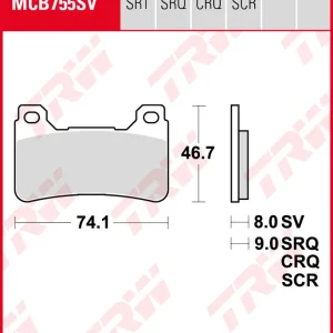 Zertifiziert TRW Bremsbeläge Satz MCB755SCR, sinter-carbon racing, ohne ABE