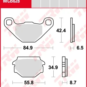 Aprilia ETX 125 , Bj. 98-00, PH, Bremsbeläge hinten, TRW Lucas MCB628, Organic Allround Sonderaktion