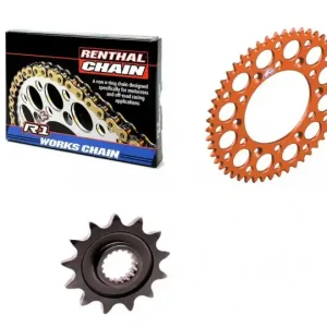 Renthal Kettenkit KTM SX, SXF 125, 250, 350, 450, 505 Orange Neue Ware