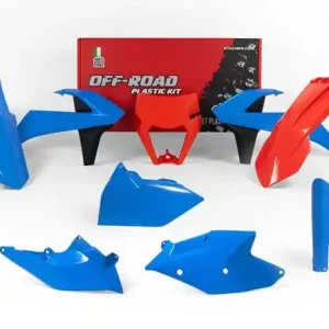 KTM Plastik Kit mit Lampenmaske Blau - Orange EXC, EXC-F 250, 300, 350, 450, 500 2017-2019 Knallerangebot