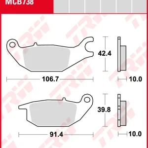 Preiswert Honda CBR 125 R, Bj. 04-06, JC34, Bremsbeläge hinten, TRW Lucas MCB738, Organic Allround