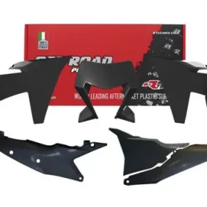 Neue Kollektion Rtech Plastik Kit mit Lampenmaske Schwarz für KTM EXC, EXC-F TBI 250, 300, 350, 450, 500 2024-2025