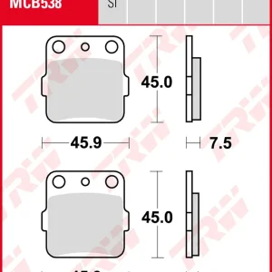 Honda ATC 250 R, Bj. 82-84, ATC250, Bremsbeläge hinten, TRW Lucas MCB538SI, Sinter Offroad Markenware