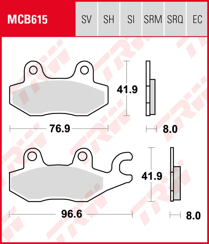 Kawasaki 250 SL ABS, KRT Edition , Bj. 15-17, BX250A(B), Bremsbeläge hinten, TRW Lucas MCB615, Organic Allround Mega-Angebot