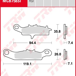 Nur Heute Kawasaki KVF 650 Prairie, Bj. 01-03, Bremsbeläge vorne,  RECHTE Seite, TRW Lucas MCB758SI, Sinter Offroad
