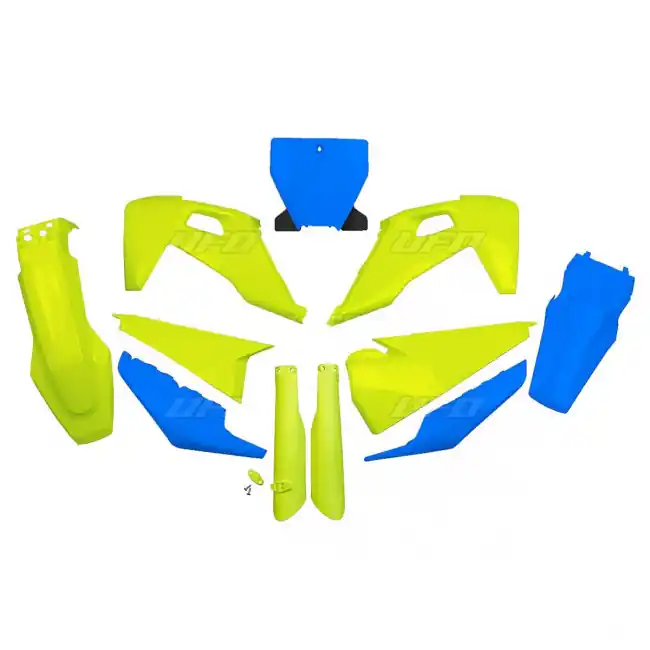 UFO Plastik Kit LTD Neongelb - Blau Husqvarna TC, FC 125, 250, 350, 450 2019-2022 Kostenloser Rückversand