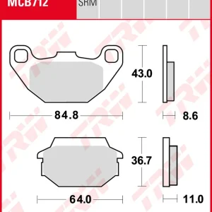 Kymco 250 Super-9, Bj. 00-, Bremsbeläge hinten,  TRW Lucas MCB712, Organic Allround Kostenfreie Lieferung