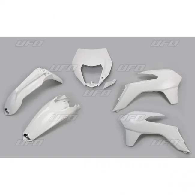 UFO KTM Plastik-Kit mit Lampenmaske EXC 125 250 300 350 450 500 2014-2016 Weiß Geprüft