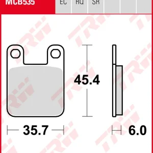 Sherco 250 Trials 2.50, Bj. 99-05, Bremsbeläge hinten, TRW Lucas MCB535, Organic Allround Top-Seller