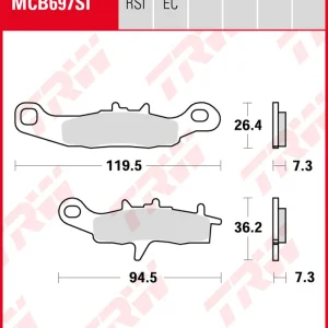 Markenprodukt Suzuki RM 100, Bj. 03-, Bremsbeläge vorne, TRW Lucas MCB697SI, Sinter Offroad