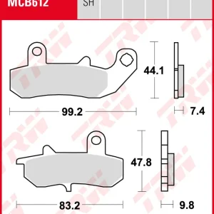 Markenprodukt Suzuki RGV 250, Bj. 93, VJ22B, Bremsbeläge hinten, TRW Lucas MCB612, Organic Allround