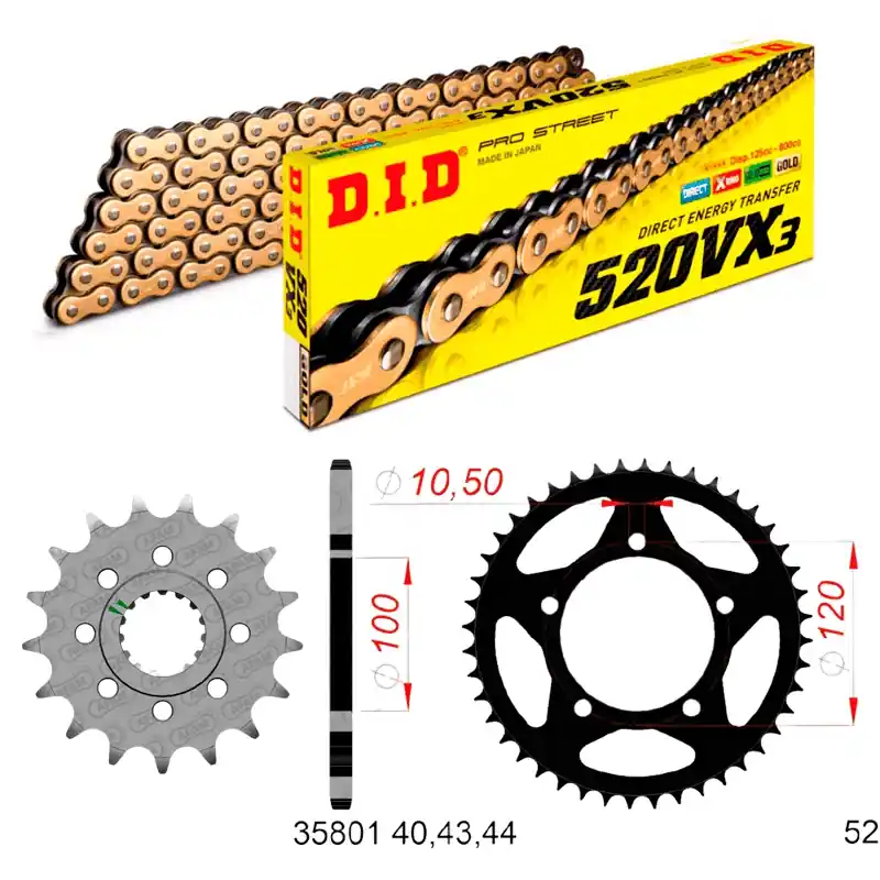 Echt Kit de transmisión DID Reforzado para Aprilia RS 660 / TUONO 660 2021-2024