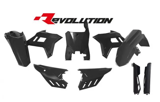 Racetech Revolution Plastik Kit Schwarz Honda CRF 250R 2022-2024 / CRF 450R 2021-2024 Kostenloser Versand