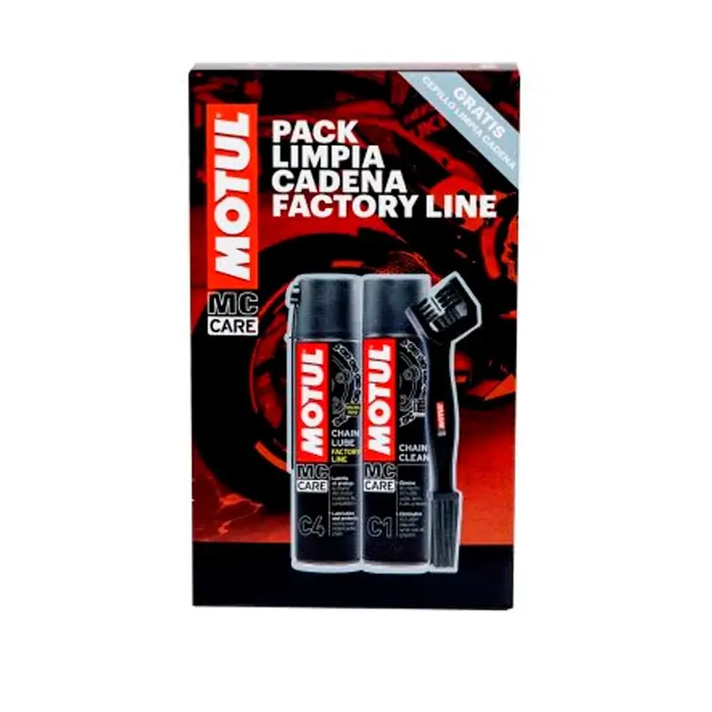 Top-Seller Pack Limpia Cadena y Engrase MOTUL FACTORY LINE MC Care + cepillo