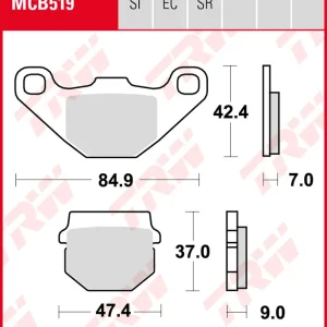 Kostenloser Rückversand TGB 125 101S, 202T, 303R, Bj. 98-, Bremsbeläge vorne, TRW Lucas MCB519, Organic Allround