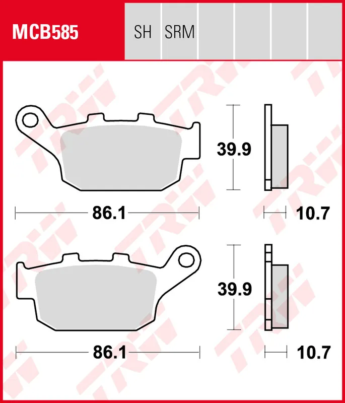 Triumph 600 Daytona, Bj. 03-04, 806LW, Bremsbeläge hinten, TRW Lucas MCB585, Organic Allround Sichere Zahlung