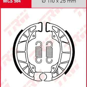 Vespa S 125, Bj. 07-09, M44, Bremsbeläge hinten, TRW Lucas MCS984 Bremsbacken Sale