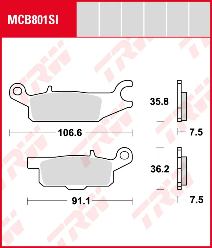 Neue Kollektion Yamaha YFM 550 Grizzly EPS, Bj. 12-, AJ53/54/58, Bremsbeläge vorne, LINKE Seite, TRW Lucas MCB801SI, Sinter Offroad
