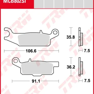 Yamaha YFM 550 Grizzly EPS, Bj. 12-, AJ53/54/58, Bremsbeläge vorne,  RECHTE Seite, TRW Lucas MCB802SI, Sinter Offroad Mega-Angebot