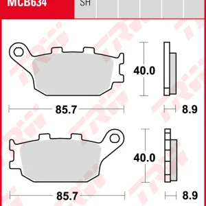 Kostenloser Versand Yamaha YZF 600 R6, Bj. 04-05, RJ09, Bremsbeläge hinten, TRW Lucas MCB634, Organic Allround