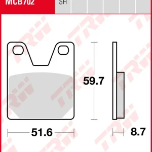 Yamaha YZF 750 R7 (OW02), Bj. 99-01, RM01, Bremsbeläge hinten, TRW Lucas MCB702, Organic Allround Nur Für Kurze Zeit